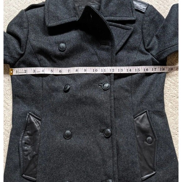 Rag & Bone Women Coat Double Breasted Gray Wool Lamb Leather Preppy Medium - Picture 4 of 12